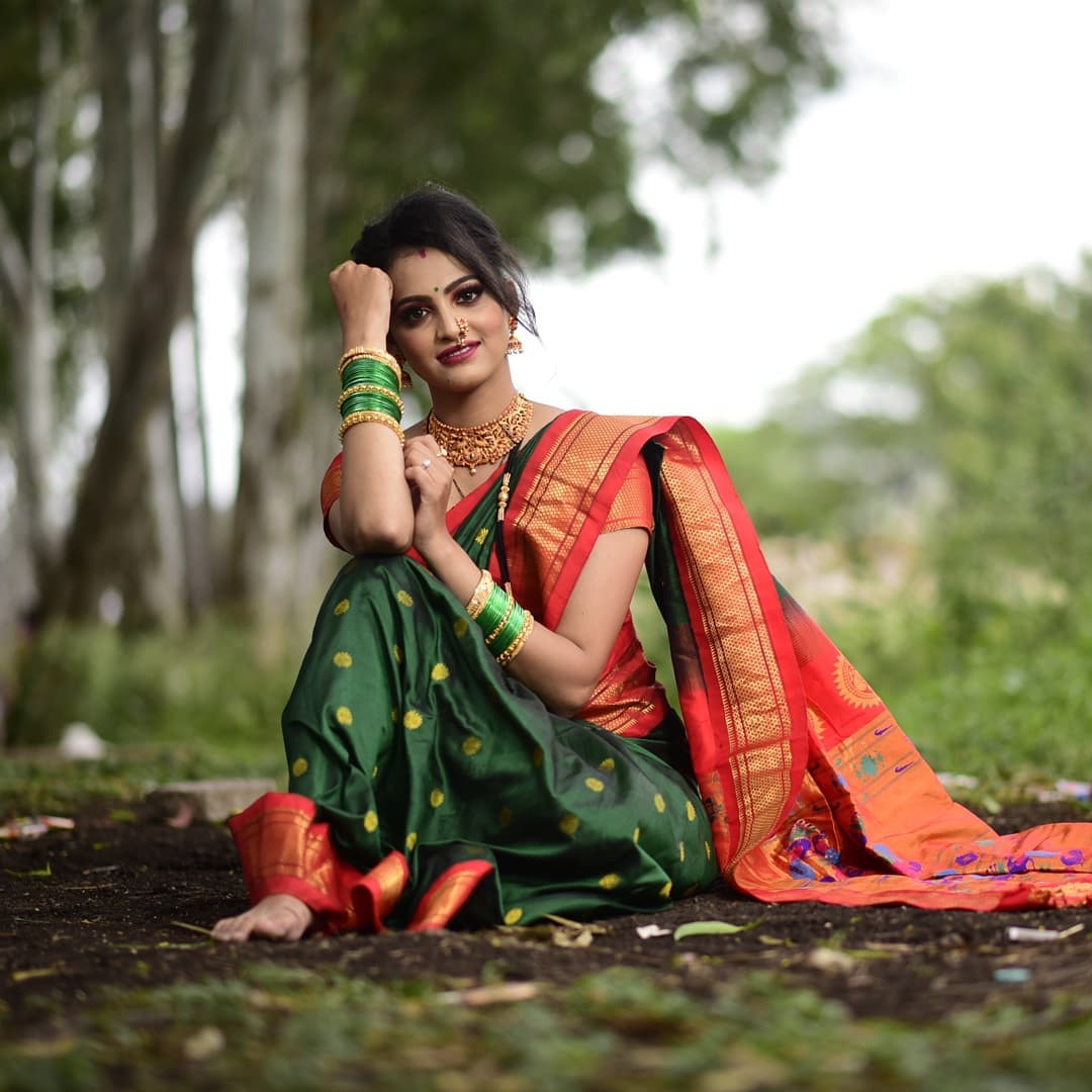 Alluring Green Paithani Silk Saree With Ethnic Blouse Piece