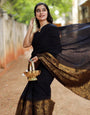 Gratifying Black Soft Silk Saree With Stylish Blouse Piece