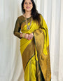 Enamoring Lemon Soft Silk Saree With Inspiring Blouse Piece