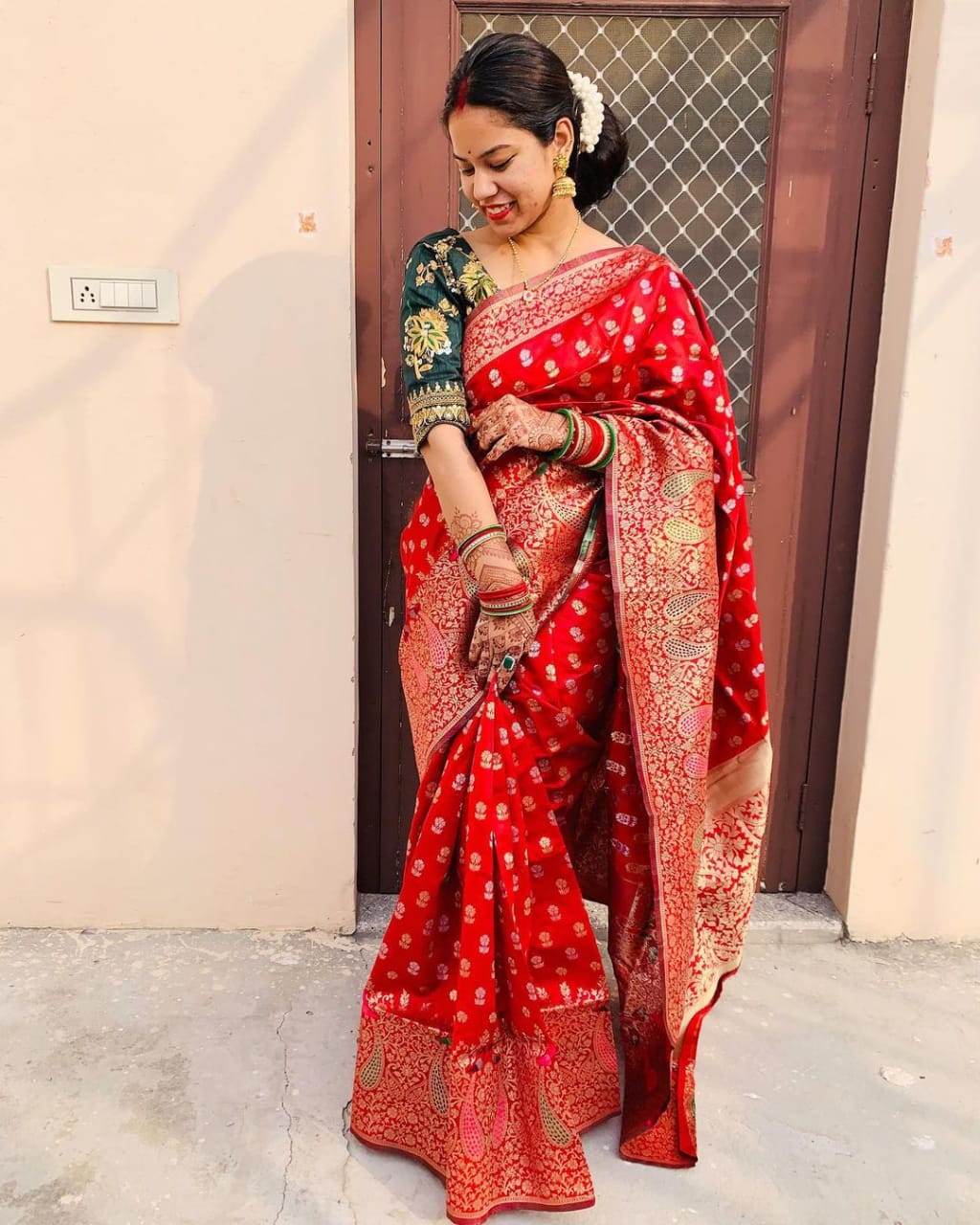 Designer Red Soft Banarasi Silk Saree With Demesne Two Blouse Piece