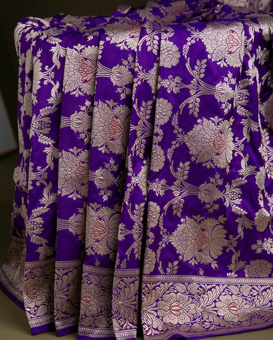 Gorgeous Purple Soft Banarasi Silk Saree With Pretty Blouse Piece