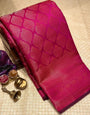 Staggering Dark Pink Soft Silk Saree With Fantabulous Blouse Piece