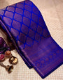 Pleasurable Royal Blue Soft Silk Saree With Sumptuous Blouse Piece