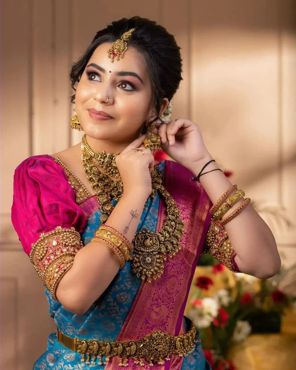 Charismatic Firozi Soft Banarasi Silk Saree With Imaginative Blouse Piece