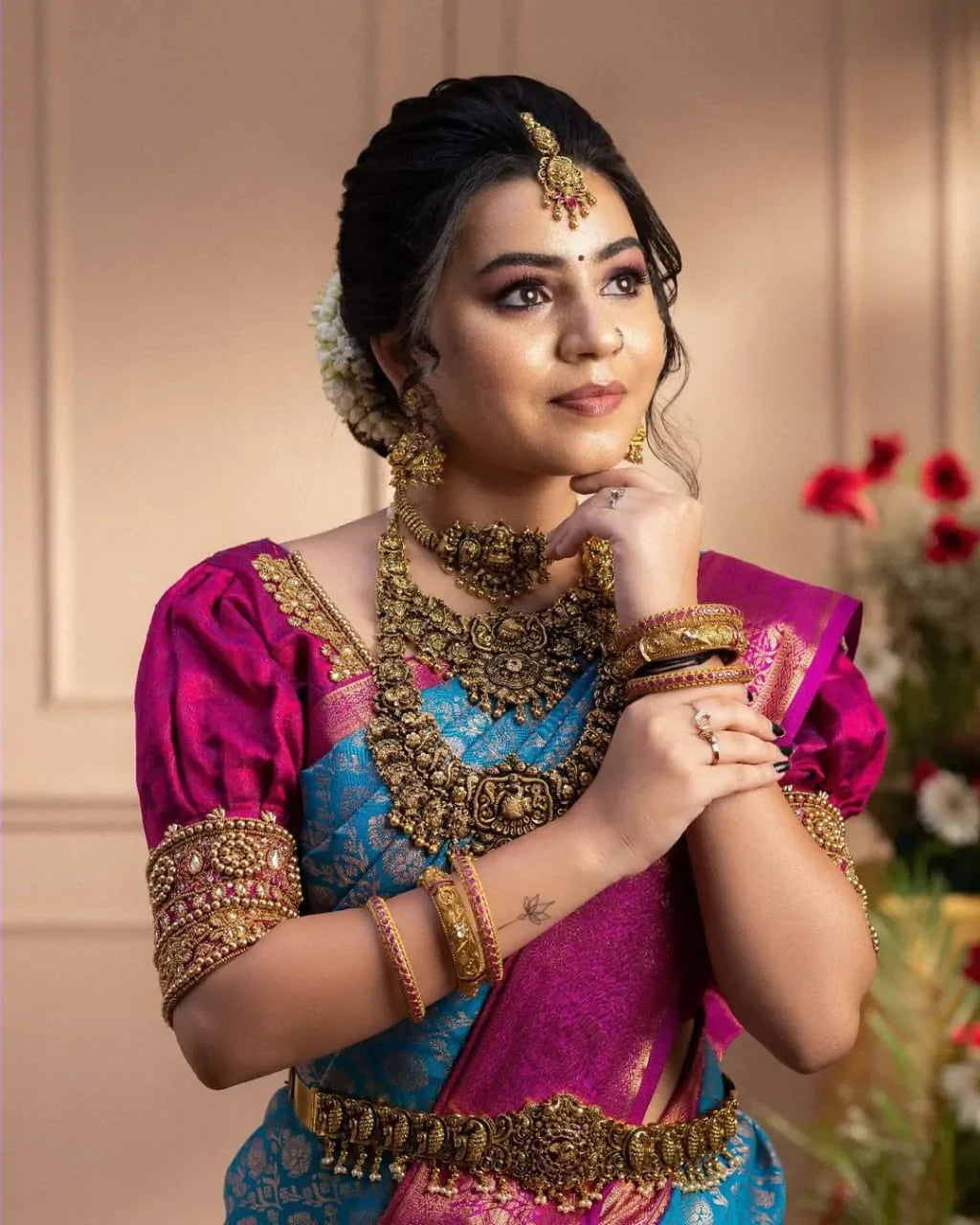 Charismatic Firozi Soft Banarasi Silk Saree With Imaginative Blouse Piece