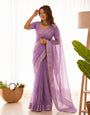 Girlish Lavender Banarasi Viscose Silk Saree With Super classy Blouse Piece