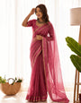 Dalliance Pink Banarasi Viscose Silk Saree With Vestigial Blouse Piece