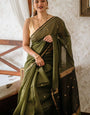 Thatch Green Maheshawari Cotton Silk Saree