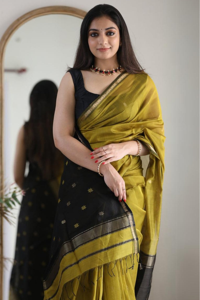 Luxor Gold Maheshawari Cotton Silk Saree