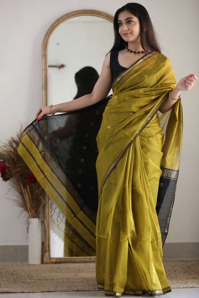 Luxor Gold Maheshawari Cotton Silk Saree