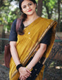 Muddy Mustard Maheshawari Cotton Silk Saree