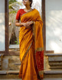 Bee Yellow Maheshawari Cotton Silk Saree