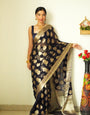 Deserving 1-Minute Ready To Wear Black Soft Silk Saree