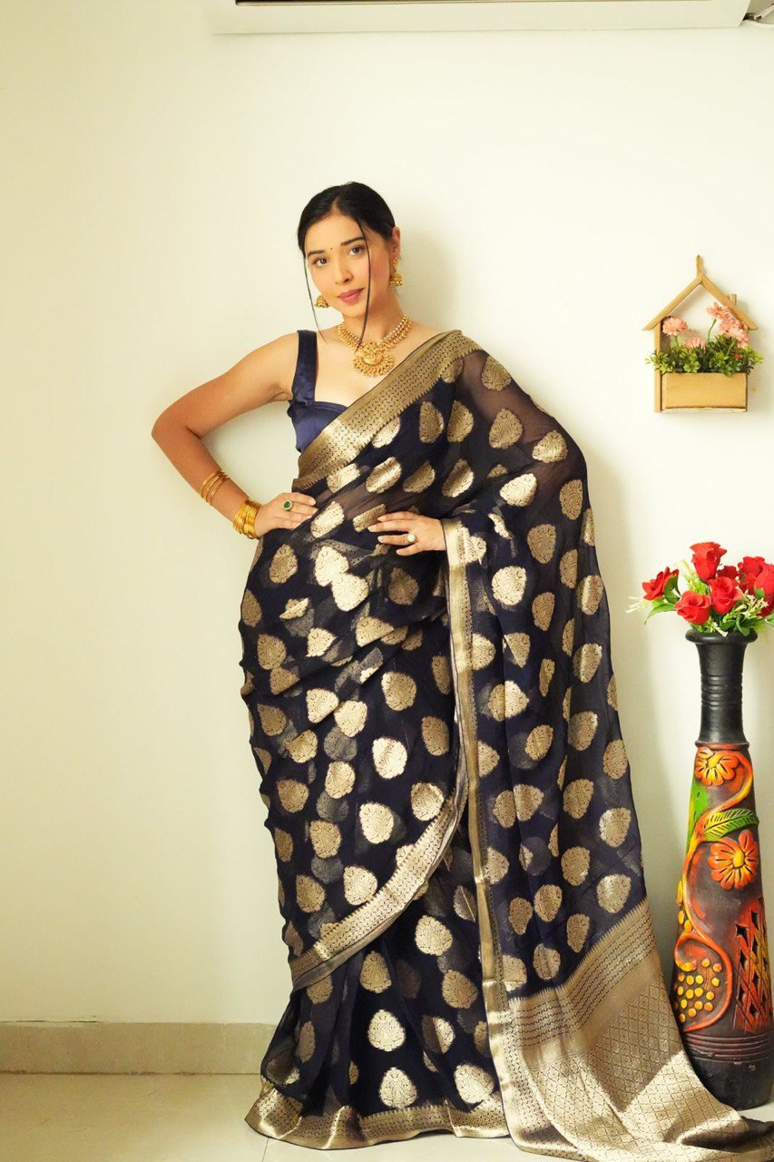 Deserving 1-Minute Ready To Wear Black Soft Silk Saree