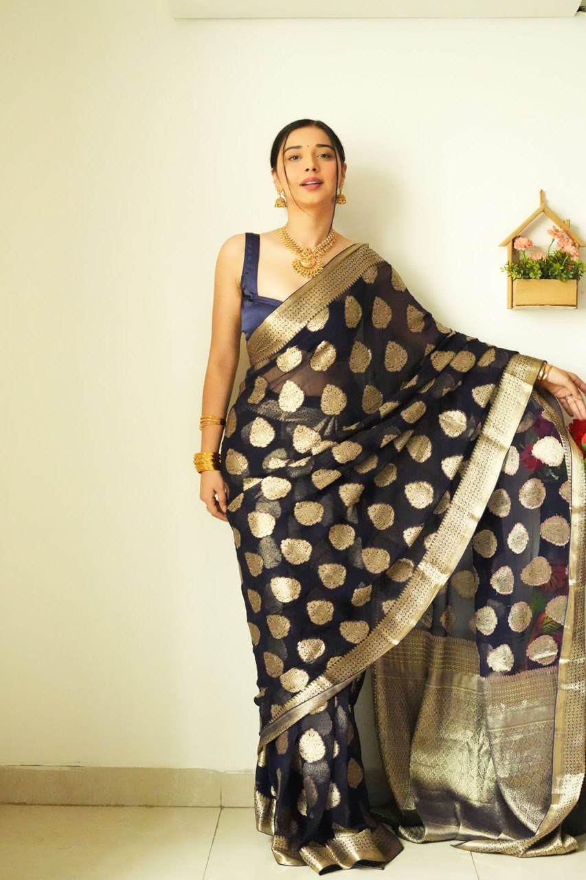 Deserving 1-Minute Ready To Wear Black Soft Silk Saree