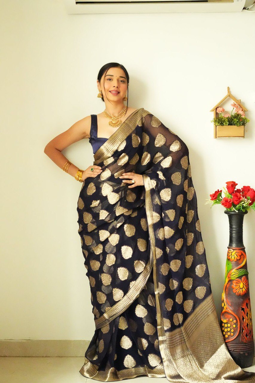 Deserving 1-Minute Ready To Wear Black Soft Silk Saree