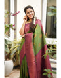 Transcendent Green Soft Silk Saree With Supernal Blouse Piece