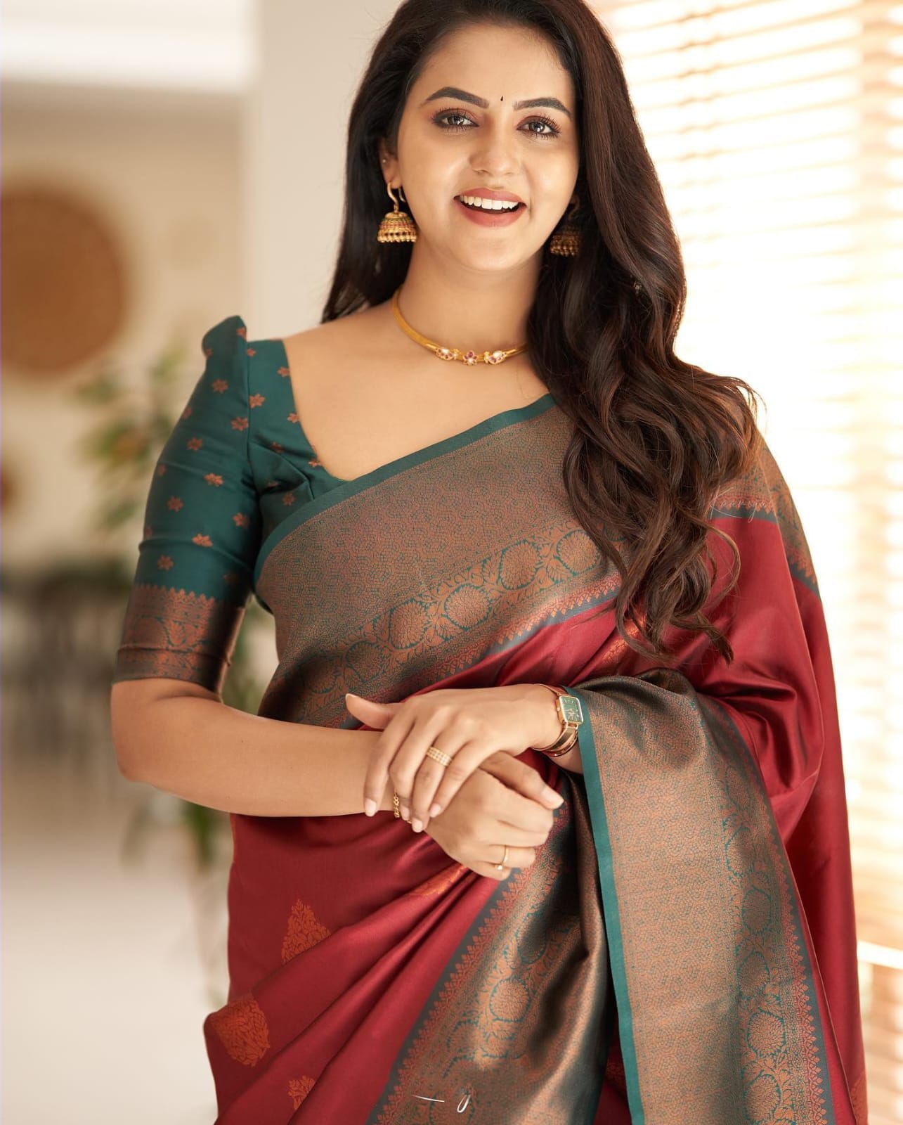 Imaginative Maroon Soft Silk Saree With Splendorous Blouse Piece