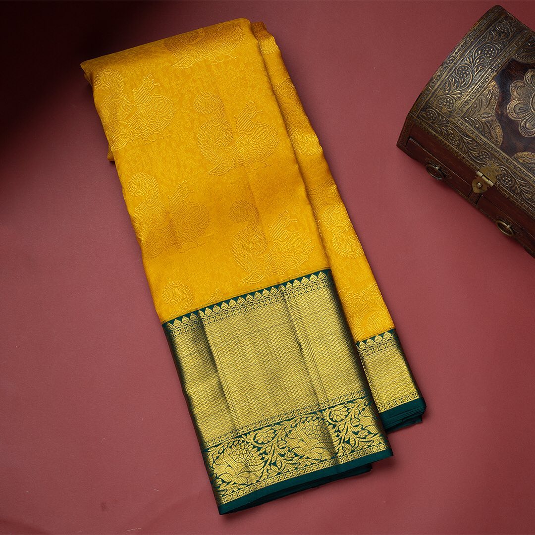 Jazzy Yellow Soft Banarasi Silk Saree With Flattering Two Blouse Piece