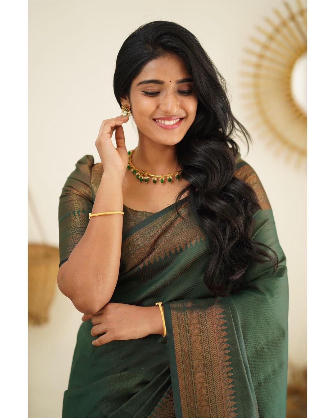 Fragrant Green Soft Silk Saree With Fragrant Blouse Piece