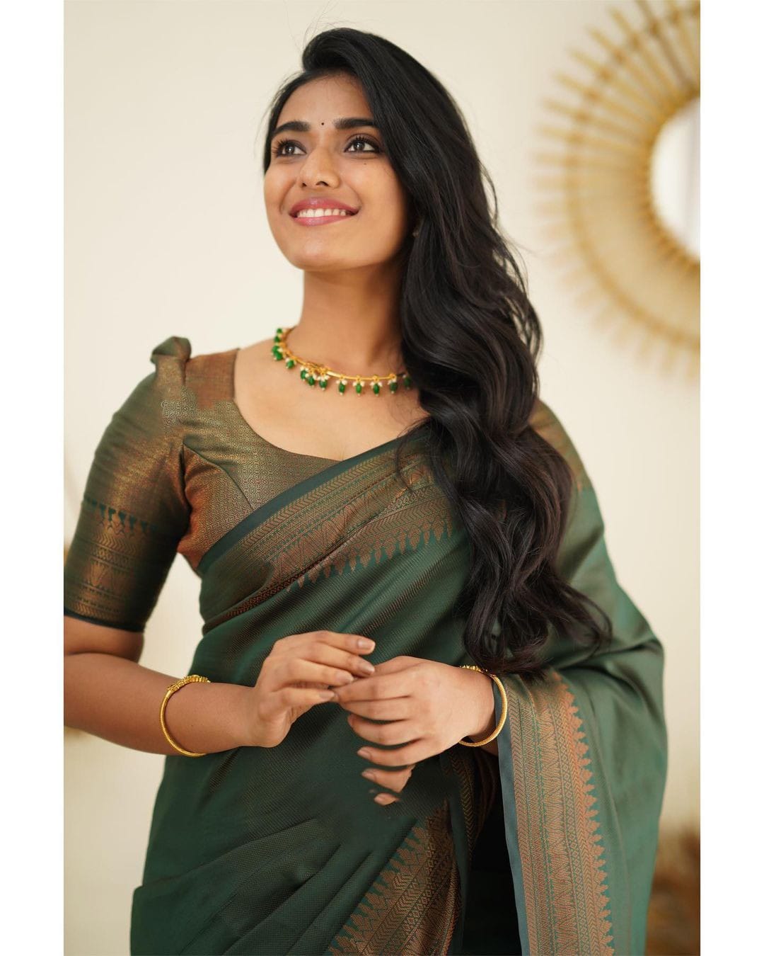 Fragrant Green Soft Silk Saree With Fragrant Blouse Piece