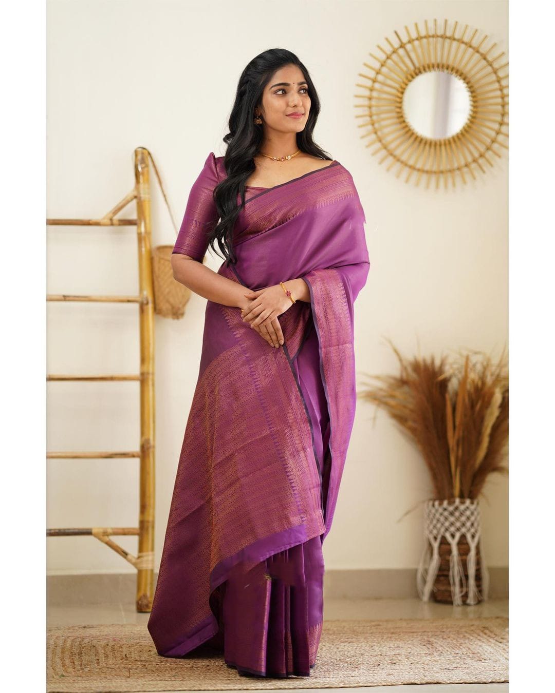 Snazzy Purple Soft Silk Saree With Dissemble Blouse Piece