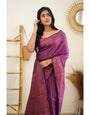 Snazzy Purple Soft Silk Saree With Dissemble Blouse Piece