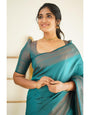 Felicitous Rama Soft Silk Saree With Lagniappe Blouse Piece