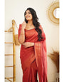 Amiable Red Soft Silk Saree With Prodigal Blouse Piece