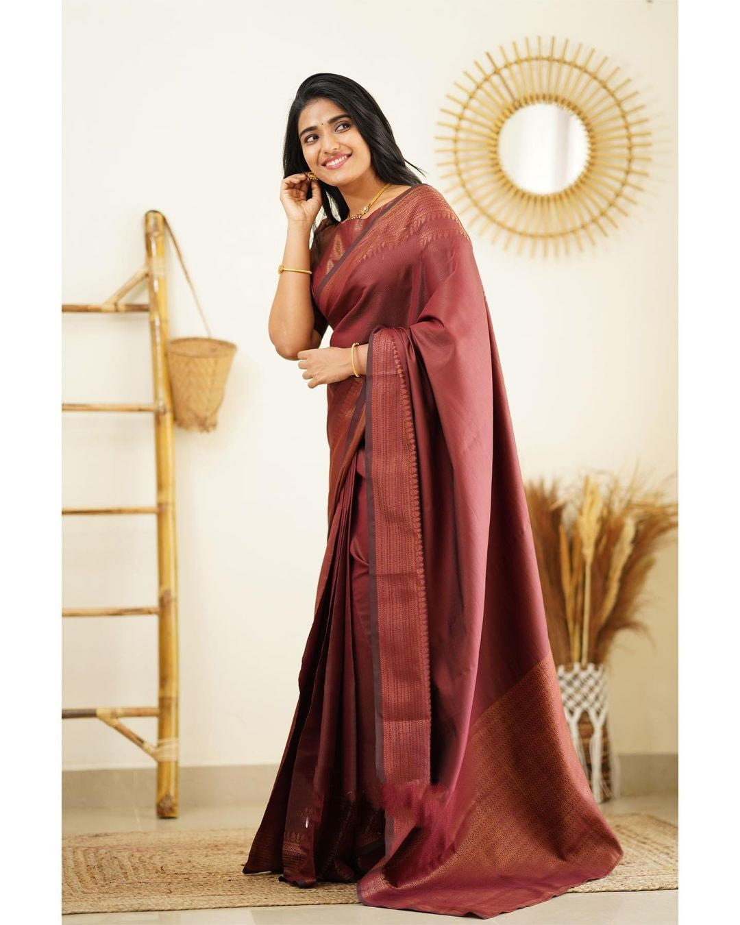 Incredible Wine Soft Silk Saree With Palimpsest Blouse Piece