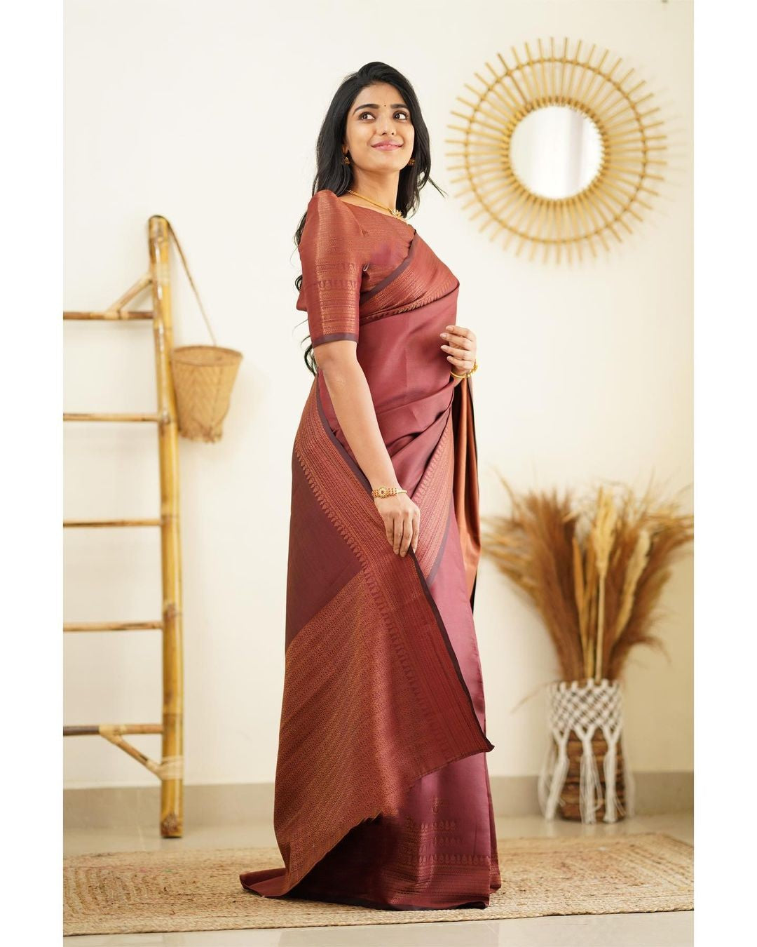 Incredible Wine Soft Silk Saree With Palimpsest Blouse Piece