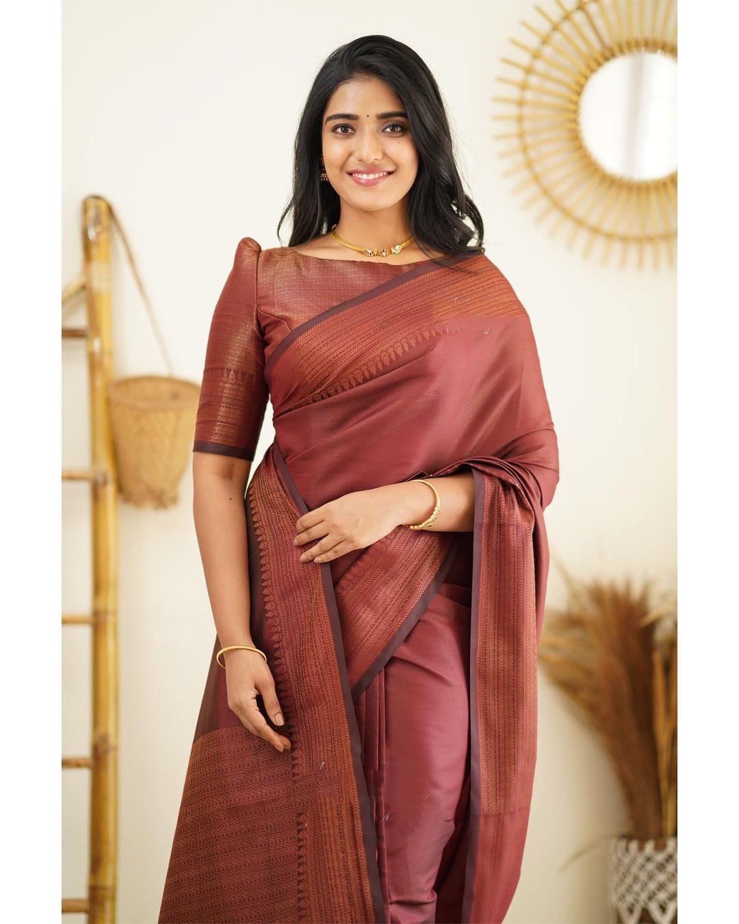 Incredible Wine Soft Silk Saree With Palimpsest Blouse Piece