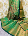 Effervescent Green Soft Banarasi Silk Saree With Snazzy Blouse Piece