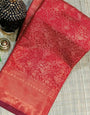 Desuetude Red Soft Banarasi Silk Saree With Tempting Blouse Piece