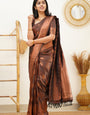 Lissome Brown Soft Silk Saree With Flaunt Blouse Piece