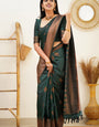 Lassitude Dark Green Soft Silk Saree With Refreshing Blouse Piece