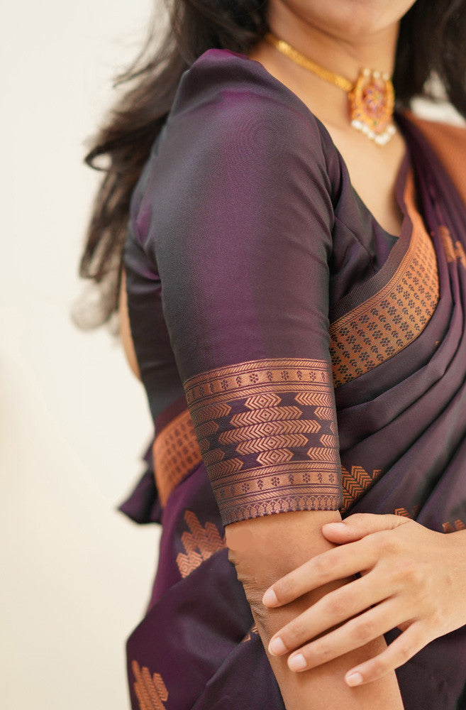 Imbrication Purple Soft Silk Saree With Engrossing Blouse Piece