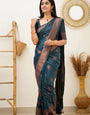 Gossamer Rama Soft Silk Saree With Blissful Blouse Piece