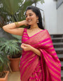 Unequalled Pink Soft Silk Saree With Groovy Blouse Piece