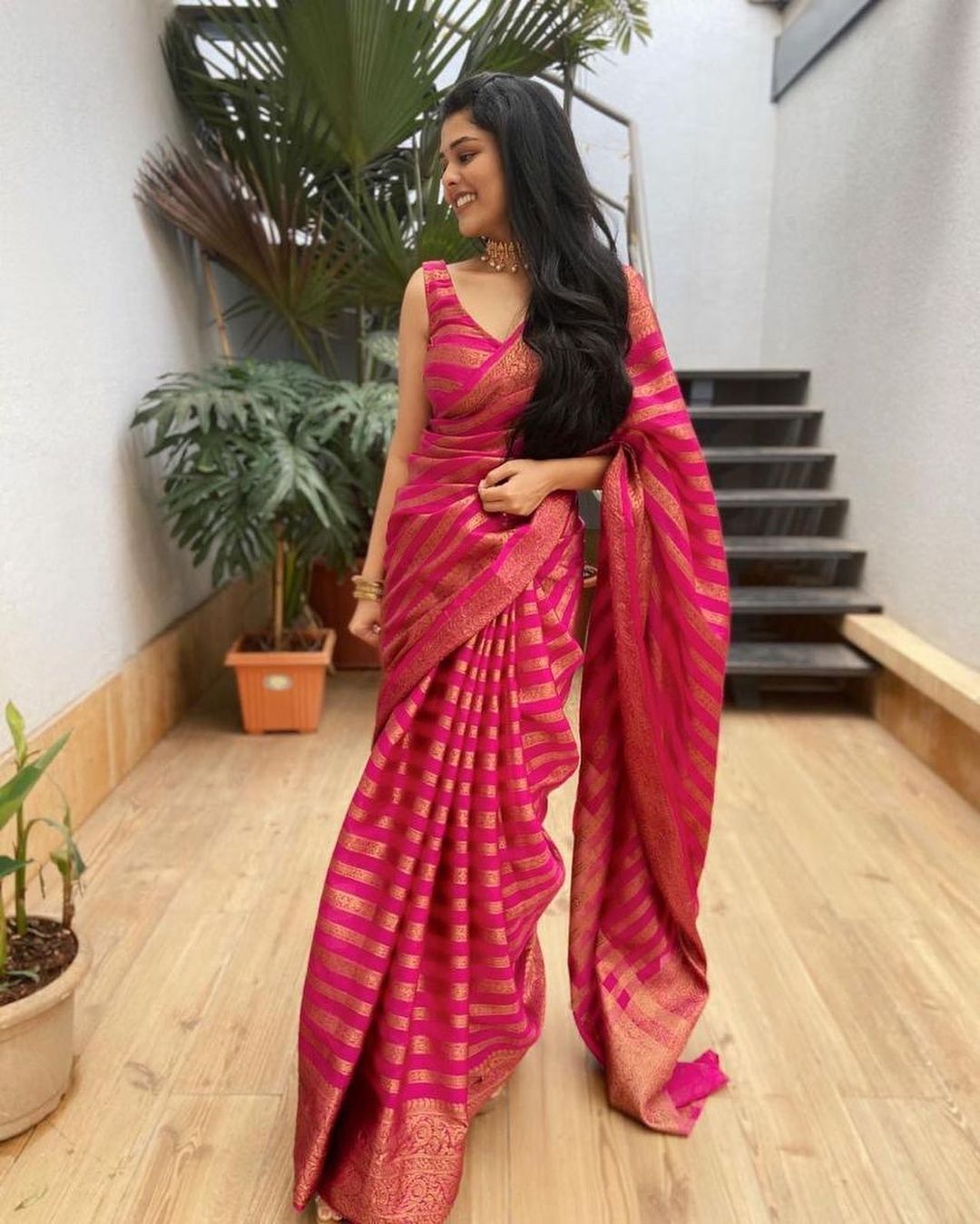 Unequalled Pink Soft Silk Saree With Groovy Blouse Piece