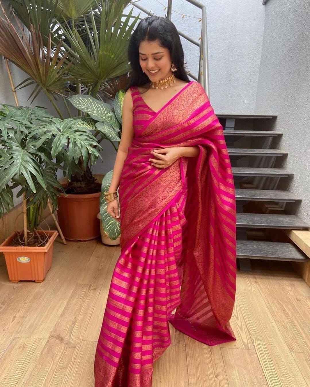 Unequalled Pink Soft Silk Saree With Groovy Blouse Piece
