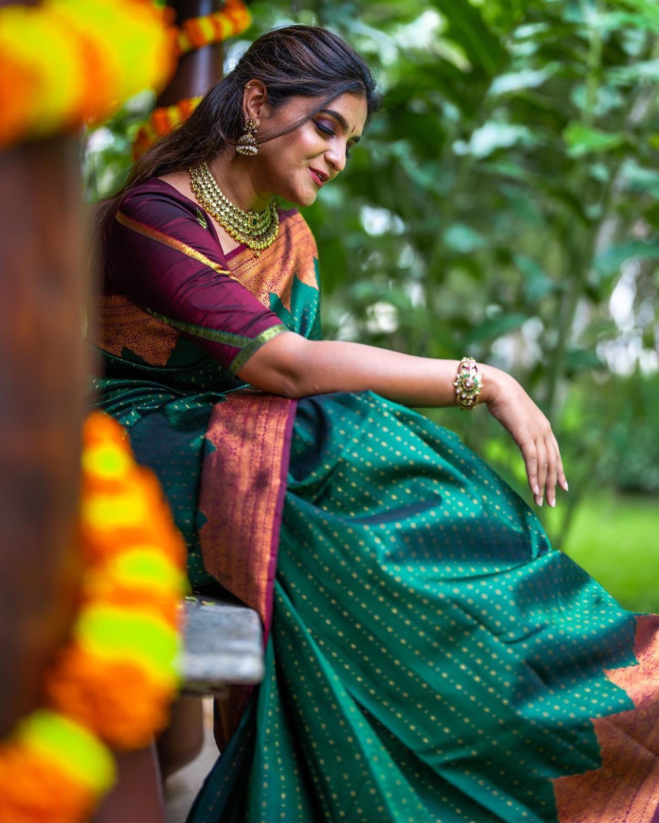 Susurrous Green Soft Silk Saree With Innovative Blouse Piece