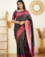 Evanescent Black Soft Silk Saree with Glittering Blouse Piece