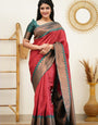 Embrocation Maroon Soft Silk Saree with Eloquence Blouse Piece