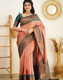 Eloquence Peach Soft Silk Saree with Admirable Blouse Piece