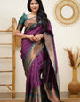 Elision Purple Soft Silk Saree with Fugacious Blouse Piece