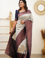 Denouement Beige Soft Banarasi Silk Saree With Delectable Blouse Piece