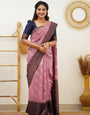 Vestigial Pink Soft Banarasi Silk Saree With Vestigial Blouse Piece