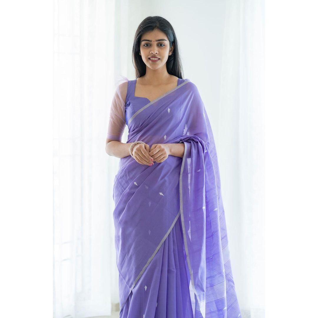 Dusk Lavender Maheshawari Cotton Silk Saree