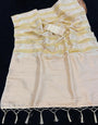 Scintilla Beige Banarasi Tissue Silk Saree With Sophisticated Blouse Piece